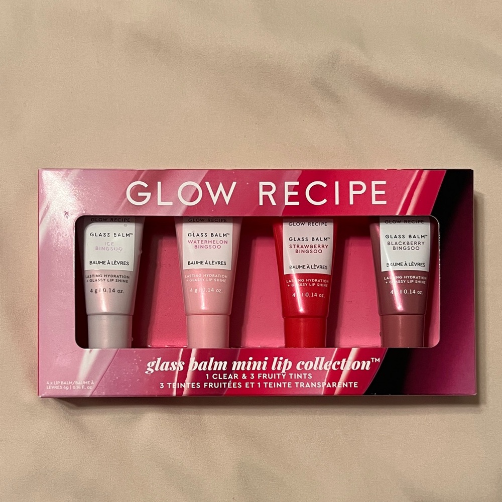 Glow Recipe Glass Balm Mini Lip Set 1 Clear and 3 Fruity Tints